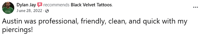 Customer review for Black Velvet Cape Tattoo in Cape Girardeau, MO
